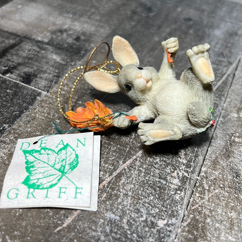 Vintage Dean Griff Hand Painted Resin Hanging Rabbit Ornament
